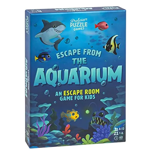 Professor Puzzle Escape from The Aquarium | Escape Room Strategiespiel | Kinder im Alter von 8–12 Jahren | 1–6 Spieler | Lustiges Puzzle-Abenteuer für den Familienspielabend | Lernfähigkeiten zur
