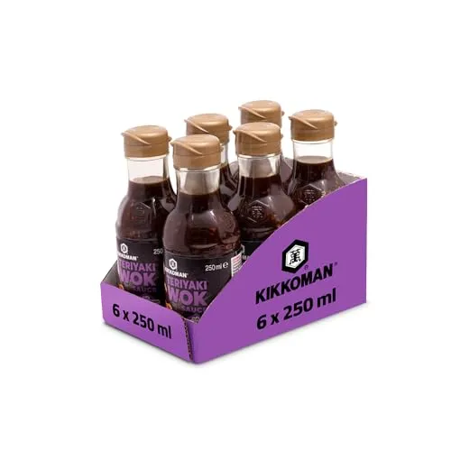 Kikkoman Teriyaki Wok & Pfannensauce mit geröstetem Knoblauch - 6 x 250 ml