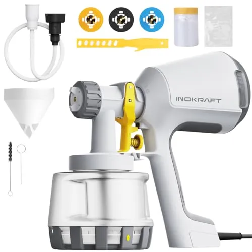 InoKraft Farbsprühsystem, 0-980ml/min, 600W elektrisches Farbsprühgerät mit 1200ml Behälter, 3 Düsen & 3 Sprühmustern