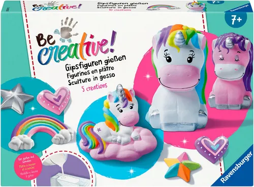 Ravensburger Kreativset BeCreative Midi, Bastelset DIY Gipsfiguren gießen Einhorn, Made in Europe