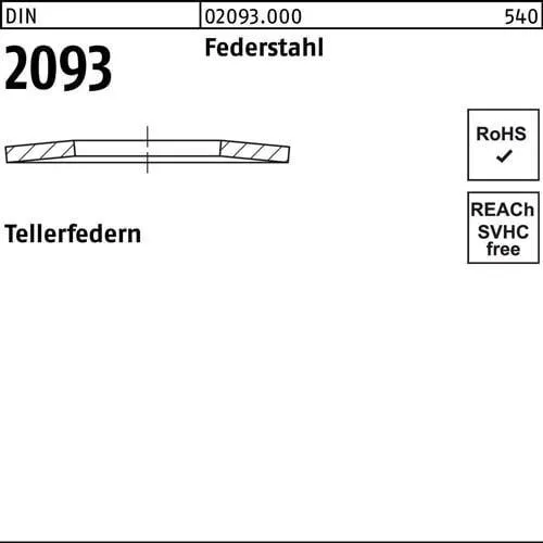 Tellerfedern DIN 2093 Federstahl 60 x 20,5 x 3mm - Sonstige Elektroinstallationsartikel, ideal für präzise Spannungsanpassung mit einer Bauhöhe von 5,2mm und einem Federweg bis zur Planlage von 2,2mm.