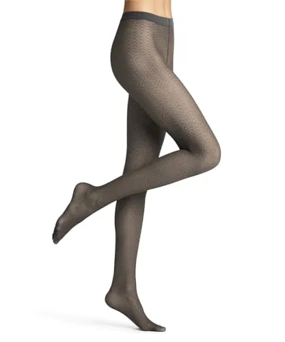 FALKE Damen Particle 20 DEN W Ti Strumpfhose, Grau Flanell - Modische Feinstrumpfhose mit geometrischen Mustern, ideal für Business und Alltag; sorgt für hohen Tragekomfort und perfekten Sitz dank innovativer Strickverfahren.