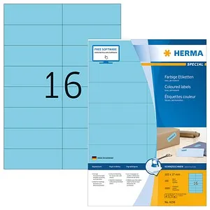 Herma Universaletiketten 4258 Special, blau, 105 x 37mm - Diverse H - Selbstklebende, bedruckbare Etiketten in strahlendem Blau, perfekt für Kopierer und Drucker. 100% recyclingfähig und made in Germany.