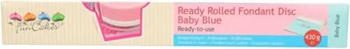 FunCakes Ready Rolled Fondant Disc Baby Blue: Vanillegeschmack, Bereits Ausgerollt, Sehr Einfach, Perfekt zum Dekorieren von Torten, Halal, Koscher und Glutenfrei. 36cm Durchmesser, 3mm, 430g.