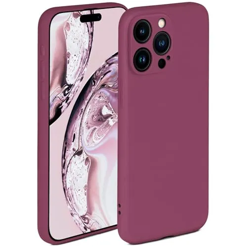 ONEFLOW Soft Case für iPhone 15 Pro Max Hülle aus Silikon mit Kameraschutz, Silikonhülle mit erhöhtem Schutz fürs Display, Backcover Schutzhülle, weiche Handyhülle, Pflaume