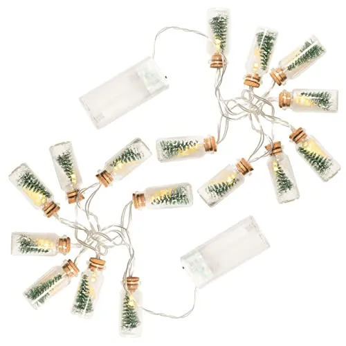 2er Set 8 LED Lichterkette warmweiß Mini-Gläser (Baum mit Schneekugeln) Weihnachten Batterie Timer Weihnachtsdekoration Weihnachtsbaumkette