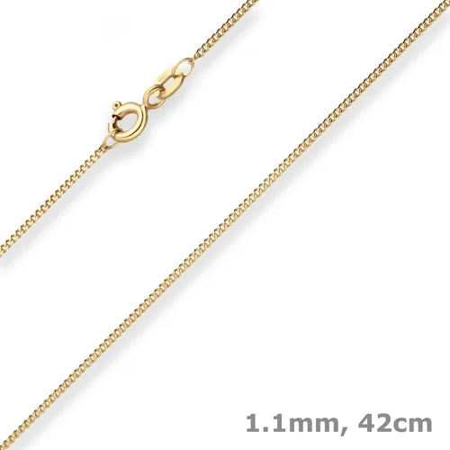 1,1mm Panzerkette Goldkette Collier 585 Gold 42cm für Damen - Elegante 42 cm lange Panzerkette aus 585 Gelbgold für Damen. Zeitloses Design, ideal für jeden Anlass. Hochwertige Verarbeitung für langanhaltenden Glanz.
