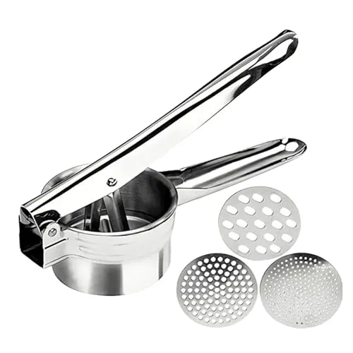 Intirilife Kartoffelpresse Spätzlepresse aus Edelstahl in Silber