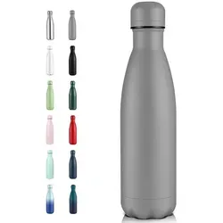 Trinkflasche Edelstahl 500ml Doppelwand Vakuumisoliert Grau