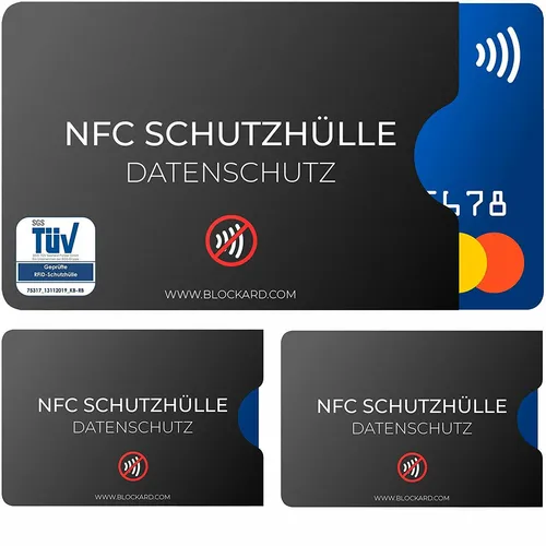 NFC / RFID Schutzhülle (3 Stück) aus Kunststoff Kreditkarte Schutzhüllen Blocker
