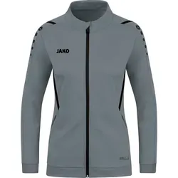 JAKO Polyesterjacke Challenge - Steingrau/Schwarz, Größe 40 für Damen - Funktionsjacken mit klassischem Design, ideal für Veredelungen und ausgestattet mit sicheren Reißverschlusstaschen für Wertsachen.
