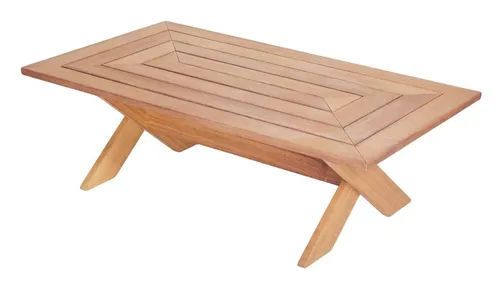 Holz Couchtisch Gartenmöbel - Moderner Terrassentisch - Eleganter Couchtisch aus hochwertigem Holz, ideal für entspannte Stunden im Freien. Maße: 140 x 80 x 45 cm. Pflegeleicht und robust, perfekt für den modernen Garten.