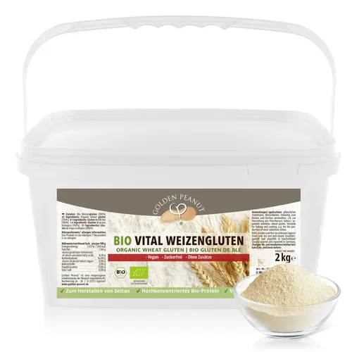 Bio Vital Weizengluten 2 kg - Vegan Fleischersatz - Bio zertifiziertes Weizengluten aus Deutschland, ideal für vegane Gerichte und als hochwertiger Eiweißlieferant in der Lebensmittelabteilung.