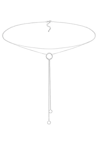 Elli Choker Halskette Choker Kreis 925 Sterling Silber - Halsbänder aus 925 Sterling Silber mit glänzendem Finish und kreisförmigem Anhänger, ideal für den angesagten Layer-Look und schlichte Eleganz.