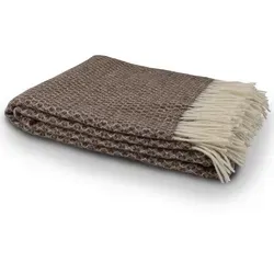 Wohndecke Fair de luxe | 100% Wolle Sofadecke in Bianco und Mel Chocolate Chip - Wohn- & Kuscheldecken, luxuriöse 100% Wolle für ultimativen Komfort und Wärme, ideal für gemütliche Abende auf der Couch.