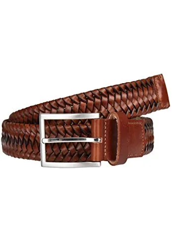 LLOYD Men's Belts Gürtel Herrengürtel Flechtgürtel Cognac 7587 - Herren-Gürtel aus echtem Leder, geflochten und stufenlos verstellbar, vereint hohe Qualität mit robustem Design für stilvolle Looks.