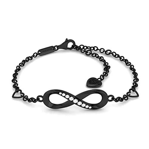 SERASAR Infinity Armband Schwarz - Elegantes 925 Sterling Silber für Frauen - Armbänder für Damen, filigranes Design mit unendlicher Schleife und hochwertigem 925 Sterlingsilber, ideal als Geschenk in einer eleganten Schmuckbox!
