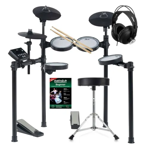 XDrum DD-460C E-Drum Kit Home Set - E-Drums: Kompaktes elektronisches Schlagzeug mit 25 Preset Kits, Snare- und Tompads mit Mesh Heads – ideal für Zuhause mit Hocker, Kopfhörer und Sticks im Set!