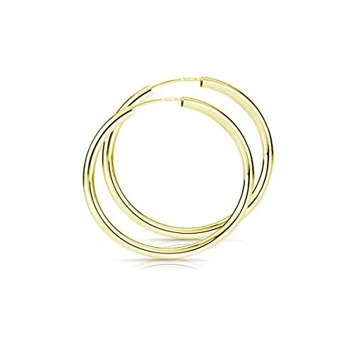 Materia Damen Creolen 40mm aus 925 Silber vergoldet - Elegante 40mm Creolen aus 925 Sterling Silber, vergoldet und leicht. Ideal für jeden Anlass und perfekt als Geschenk für Frauen oder Mädchen.