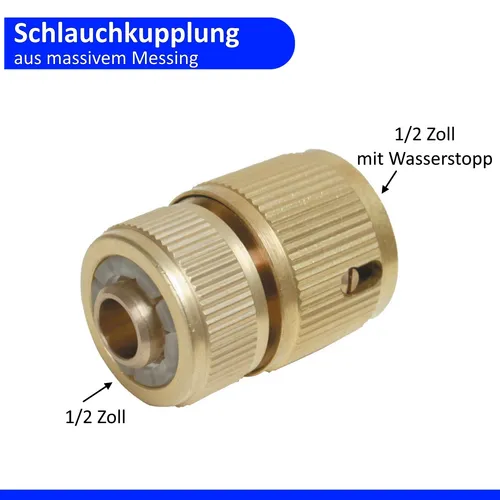 Schlauchkupplung Schnellkupplung Schlauch Adapter Messing 1/2