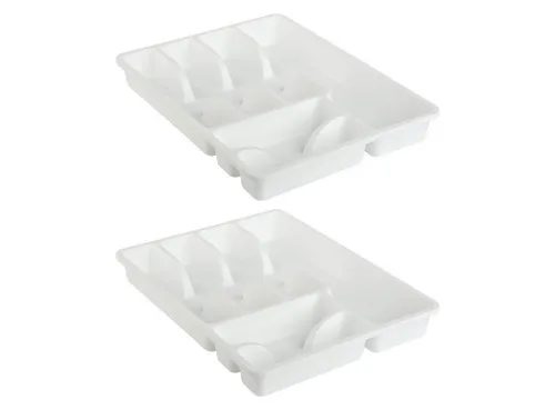 Engelland Besteckkasten Besteckeinsatz für Schubladen 30 cm (Vorteils-Set, 2 St., 38 x 29 x 5 cm), BPA-frei, robuster PP-Kunststoff, für alle handelsüblichen Schubladen