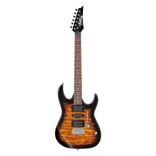 Ibanez GRX70QA-SB GIO Series - E-Gitarre in Sunburst - Gitarren für Einsteiger: Die Ibanez GIO Serie bietet modernes Design mit Wölkchenahornoptik und stabile Stimmmechaniken für besten Klang. Perfekt für kreative Musikstunden!