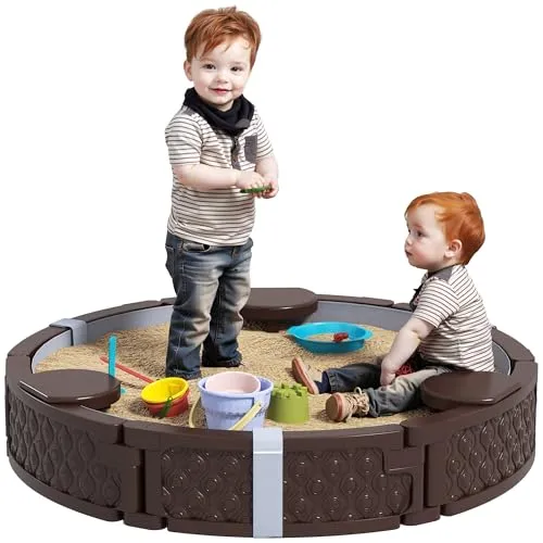 AIYAPLAY Sandkasten 120 x 120 cm mit 3 Sitzen von AIYAPLAY