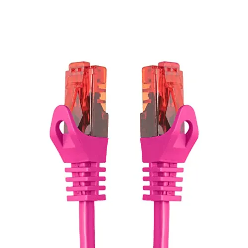 BIGtec 1m LAN Kabel Netzwerkkabel Patchkabel Ethernet 2 x RJ45 Stecker High Speed pink kompatibel zu Cat.5 Cat.6 Cat.7 Cat.8 Switch Router Modem Patchpanel Access Point Patchfeld