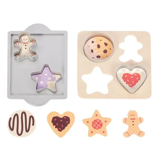 WoodenFun Holz Kinderküche Grill & Kekse Backset, Rollenspiel Zubehör Geschenk ab 3J(Kekse)