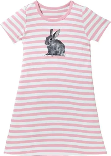 Erwin Müller Kinder-Nachthemd Single-Jersey rosa/weiß/grau Größe 110/116