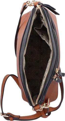 Rieker Damen Umhängetasche zweifarbig Schultertasche Reißverschluss H1652, Farbe:Braun