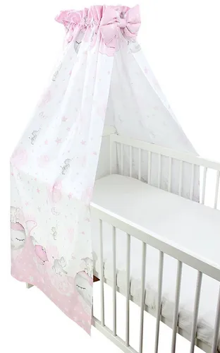 TupTam Betthimmel Babybett Himmel mit Schleifchen, Mond mit Elefant / Rosa - Betthimmel für Babybett, aus 100% Baumwolle, sorgt für eine gemütliche Schlafatmosphäre mit süßem Elefanten-Motiv.