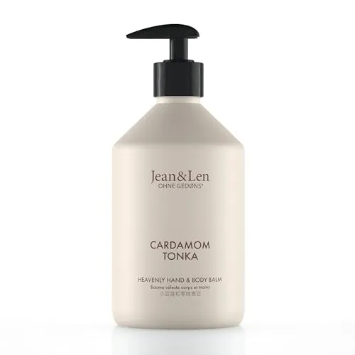 Jean & Len Heavenly Hand- & Body Balm Cardamom & Tonka, für ein duftendes Pflegeerlebnis, mit Bio-Arganöl und Sheabutter, Hochwertige Flasche, ohne Parabene & Silikone, 500 ml