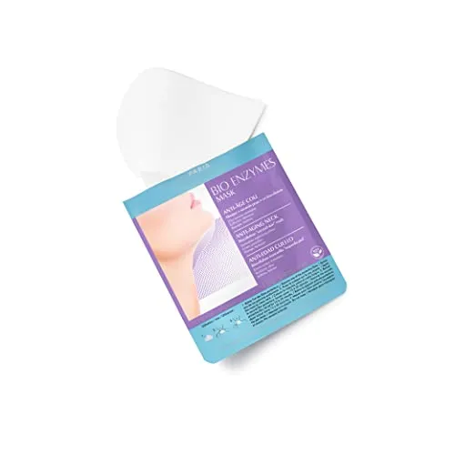 Talika Bio Enzymes Mask Anti-Age Neck - Anti-Aging Hals Maske - Feuchtigkeitsspendende Straffende Maske mit Biozellulose - ‘Wie eine zweite Haut’ Peel-Off Maske