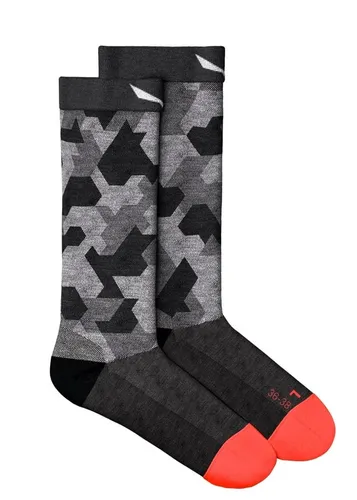 Salewa Wandersocken Crew Pedroc Camo Merino - Leicht & Atmungsaktiv für Herren - Wandersocken aus Merinowolle, atmungsaktiv und feuchtigkeitsregulierend. Ideal für felsiges Gelände, mit verstärkter Ferse und nahtloser Zehenkappe für maximalen Komfort.