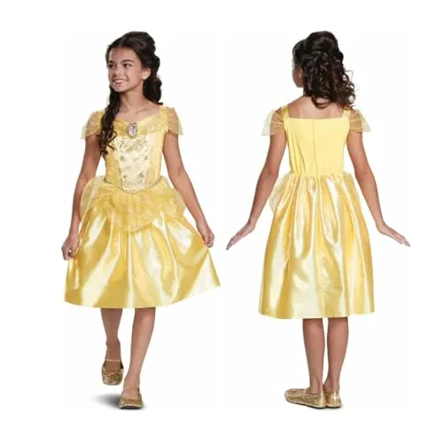 Disney Kostüm Classic Belle für Mädchen, Die Schöne und das Biest, Perfekt für Karneval und Geburtstag, 7-8 Jahre