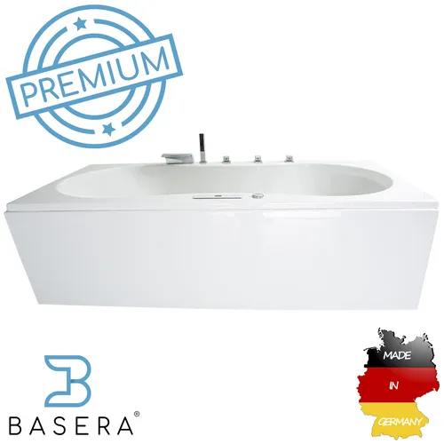 Basera® PREMIUM Indoor Whirlpool Badewanne Palma 190 x 90 cm - Moderne Whirlpool-Badewanne mit 20 Massagedüsen, integrierten Lautsprechern und Licht-Effekten für ein luxuriöses Badeerlebnis. Ideal für Entspannung im Badezimmer.