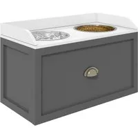 PawHut Hundenapf, erhöhter Fressnapf mit Schublade, 2 x 2L Edelstahl für große Hunde, Grau - Erhöhte Futterstation für große Hunde mit 21L Stauraum für Zubehör, fördert die Verdauung und reduziert Druck auf den Hals.