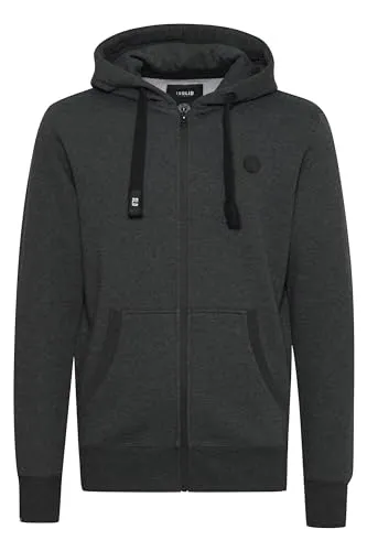 !Solid SDBene Herren Sweatjacke Kapuzenjacke Zip Hoodie mit Kapuze Reißverschluss Kängurutasche Baumwollmischung Regular fit, Größe:M, Farbe:Dark Grey Melange (8288)