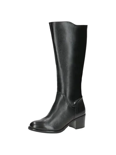CAPRICE Damenstiefel, Gr. 41, Varioschaft, schwarz - Elegante Damenstiefel aus Leder und Lederimitat mit wärmendem Innenmaterial. Ideal für Business und Freizeit, ausgestattet mit bequemem Blockabsatz und Innenreißverschluss.