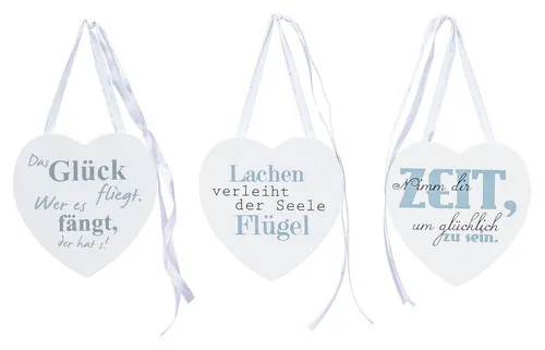 Levandeo® Holzbild, 3er Set Deko-Herz Holz Sprüche 14x1xcm Liebe Love Wandbild