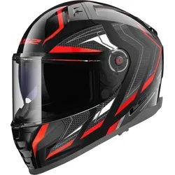 LS2 FF811 Vector II Alizer Helm, schwarz-rot, Größe M - Motorradhelm mit herausnehmbarem, waschbarem Innenpolster und perfekter Passform dank 3D Schaumstoffpolster. UV-resistentes, kratzfestes Visier mit Schnellverschluss für maximalen Komfort.