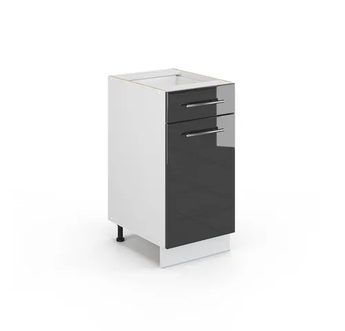 Vicco Midischrank Fame-Line, Anthrazit Hochglanz/Weiß, 40 x 81.6 cm