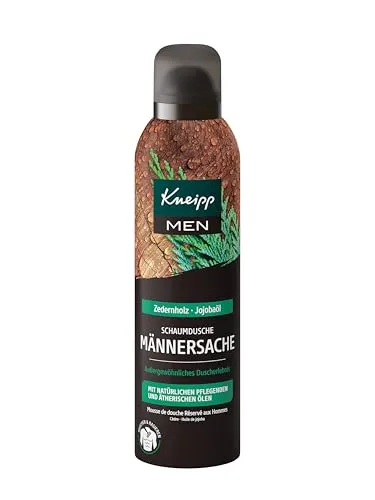 Kneipp Schaumdusche Männersache - Duschschaum für Männer - Duschgel mit Zedernholz und Jojobaöl, pflegt die Haut mit natürlichen ätherischen Ölen und bietet ein kräftig herbem Duft für eine erfrischende Dusche.