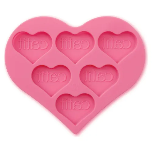 Catit Creamy Ice Pops Silikon-Tablett - Frozen Cat Treat Tray, herzförmige Eiswürfelform für gesunde Katzenleckereien, spülmaschinenfest und ideal zur Kühlung