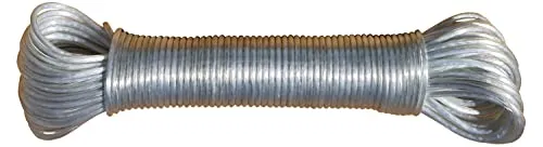 Wäscheleine 20 m Silber, Wäscheseil mit Stahldrahteinlage, Wasserdicht, Rostfrei und Stabil