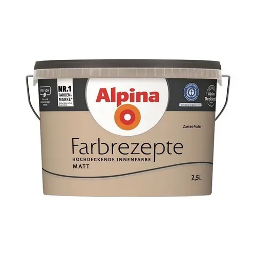 Alpina Farbrezepte Innenfarbe – Zartes Puder matt - Farben für einzigartige Raumstimmungen, atmungsaktiv und tropfgehemmt – ideal für eine einfache Verarbeitung und individuelle Farbgestaltung.