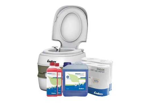 Enders® Campingtoilette SET Comfort large+: Alles für den perfekten Campingurlaub - Das praktische Camping WC Starter Set enthält alles Notwendige für den ersten Campingurlaub: Komfort-Toilette, Sanitärflüssigkeiten und selbstauflösendes Toilettenpapier. Ideal für längere Trips und Gruppenreisen.