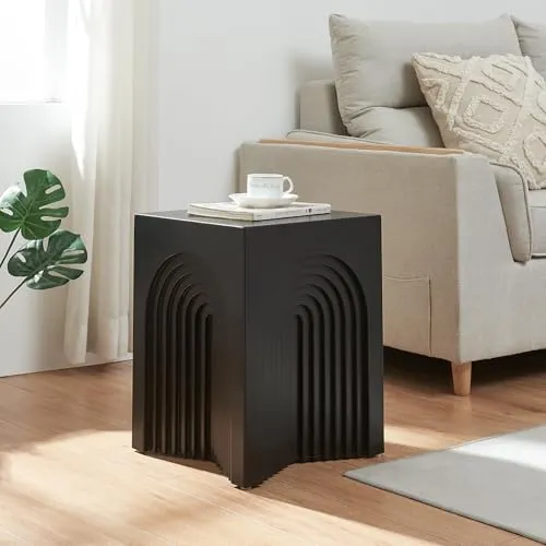 [en.casa] Beistelltisch Elverumn - Quadratischer Wohnzimmertisch im Arch-Design - Beistelltisch fürs Wohnzimmer mit kunstvollen Rundbögen und zeitloser Eleganz. Ideal als Beistelltisch oder Nachttisch, stabil und pflegeleicht.