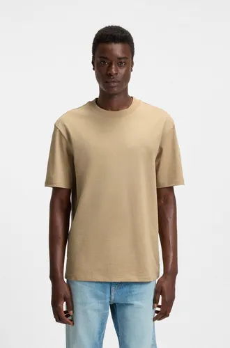 HUGO Rundhalsausschnitt Shirt mit Logo-Print in Beige/Braun L (50) - Bequemes Shirt im Relaxed Fit aus 100% Baumwolle, ideal für lässige Outfits. Maschinenwaschbar und pflegeleicht, mit stylischem Logo-Print für einen modernen Look.